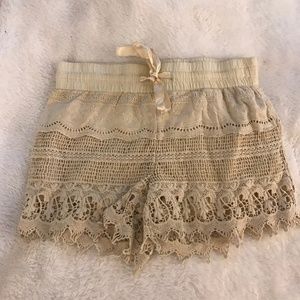 Beige Crochet Shorts